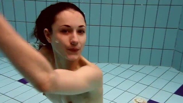 Janka Swims in Striped Bikini