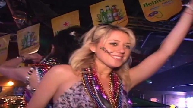 Masked Party Girls Get Naked & Make Out at Mardi Gras