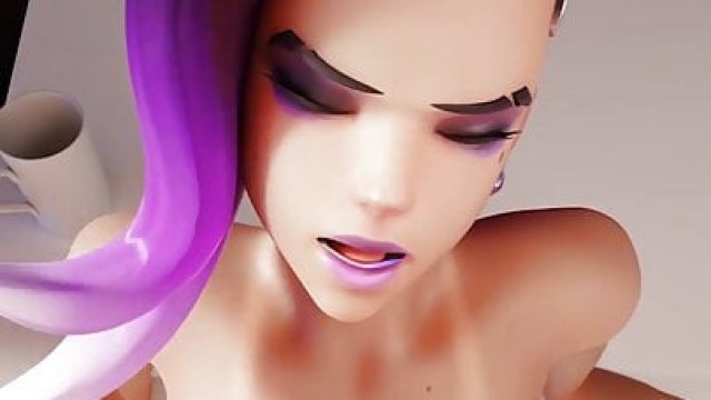 Huge dick penetrates Sombra's pussy in a missionary pose